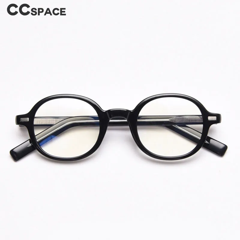 CCspace Unisex Full Rim Oval Tr 90 Titanium Frame Acetate Leg Eyeglasses 49828