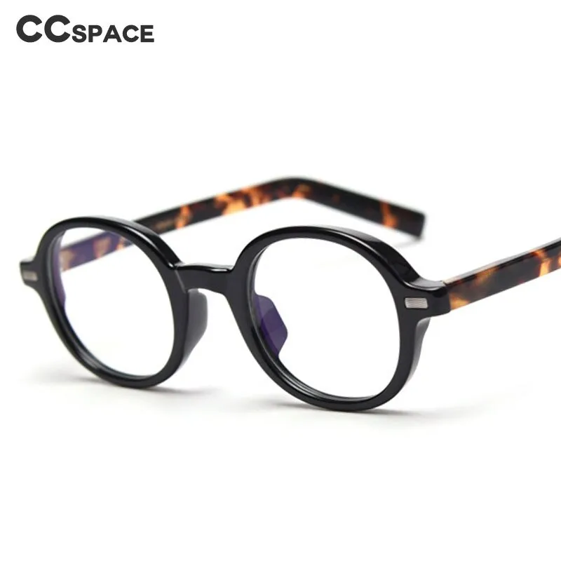 CCspace Unisex Full Rim Oval Tr 90 Titanium Frame Acetate Leg Eyeglasses 49828