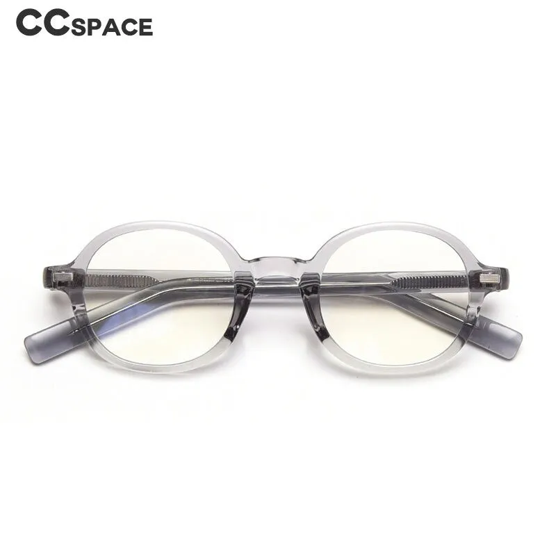 CCspace Unisex Full Rim Oval Tr 90 Titanium Frame Acetate Leg Eyeglasses 49828