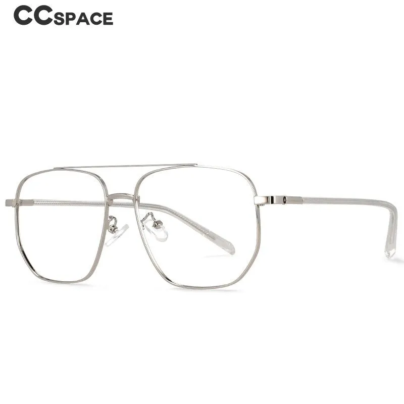 CCspace Unisex Full Rim Oversized Double Bridge Square Alloy Frame Eyeglasses 54596