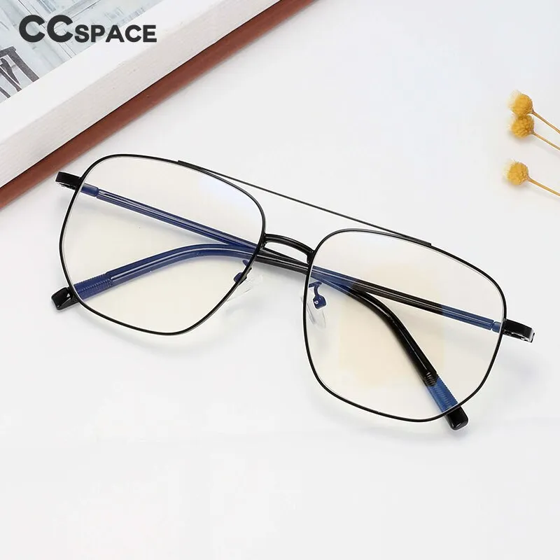 CCspace Unisex Full Rim Oversized Double Bridge Square Alloy Frame Eyeglasses 54596