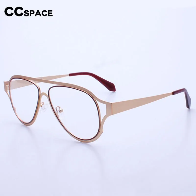 CCspace Unisex Full Rim Oversized Round Square Acetate Stainless Steel Double Bridge Eyeglasses 54532