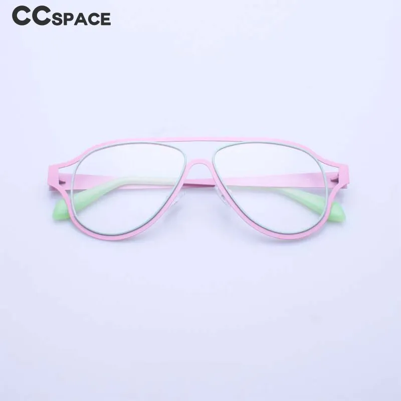 CCspace Unisex Full Rim Oversized Round Square Acetate Stainless Steel Double Bridge Eyeglasses 54532