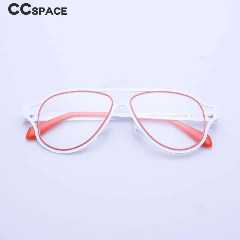 CCspace Unisex Full Rim Oversized Round Square Acetate Stainless Steel Double Bridge Eyeglasses 54532