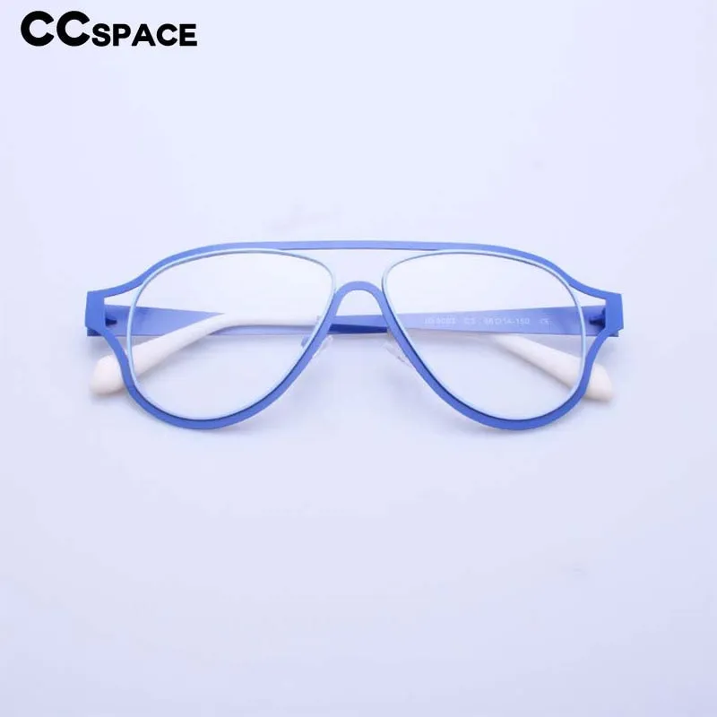 CCspace Unisex Full Rim Oversized Round Square Acetate Stainless Steel Double Bridge Eyeglasses 54532