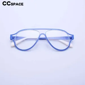 CCspace Unisex Full Rim Oversized Round Square Acetate Stainless Steel Double Bridge Eyeglasses 54532