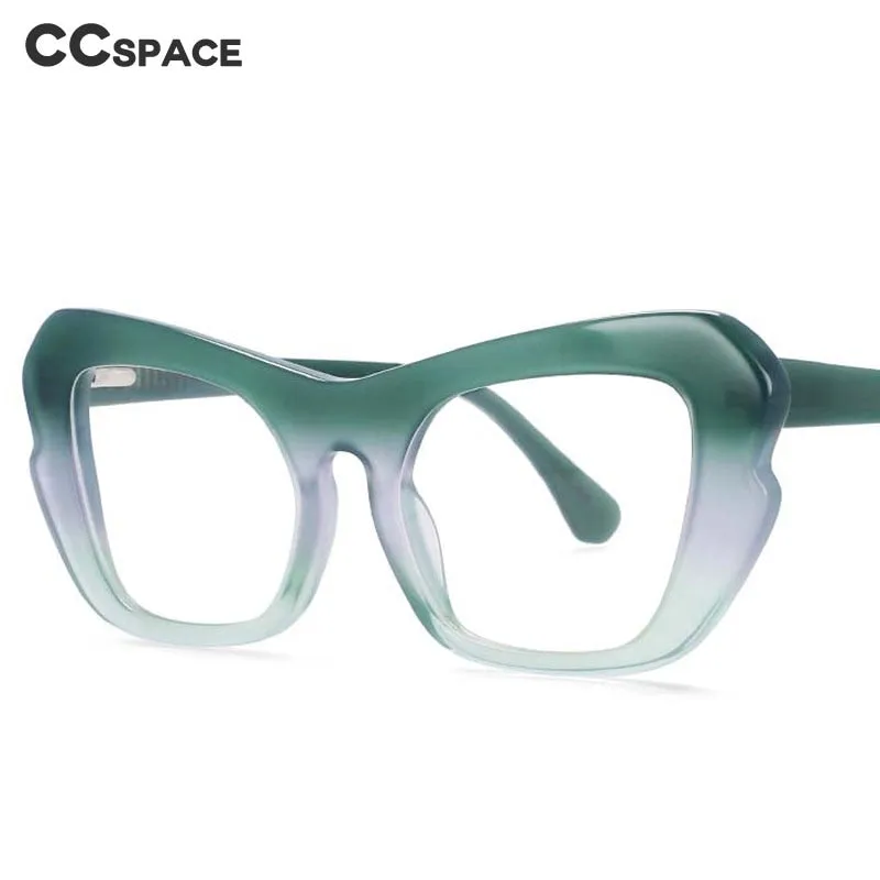 CCspace Unisex Full Rim Oversized Square Cat Eye Acetate Frame Eyeglasses 54059