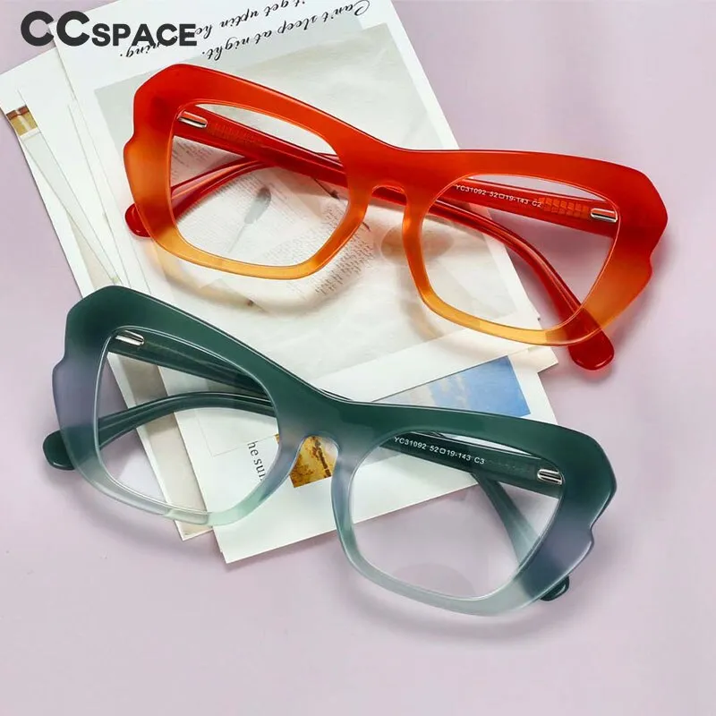 CCspace Unisex Full Rim Oversized Square Cat Eye Acetate Frame Eyeglasses 54059