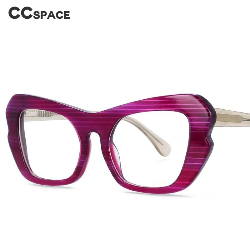 CCspace Unisex Full Rim Oversized Square Cat Eye Acetate Frame Eyeglasses 54059