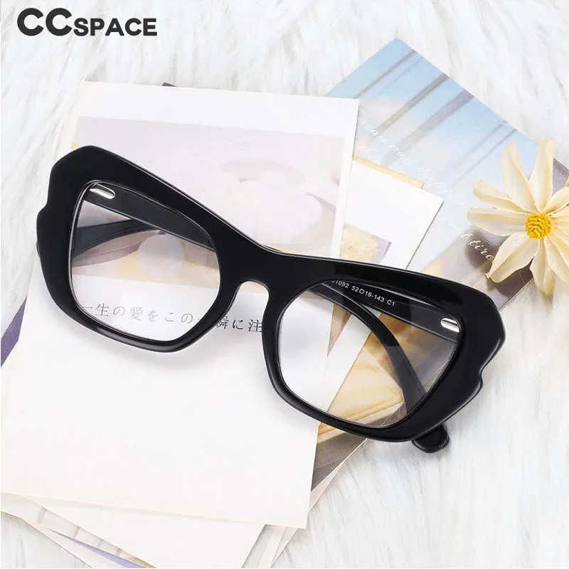 CCspace Unisex Full Rim Oversized Square Cat Eye Acetate Frame Eyeglasses 54059