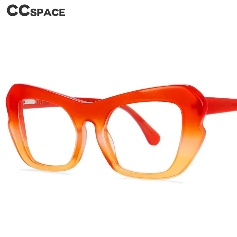 CCspace Unisex Full Rim Oversized Square Cat Eye Acetate Frame Eyeglasses 54059