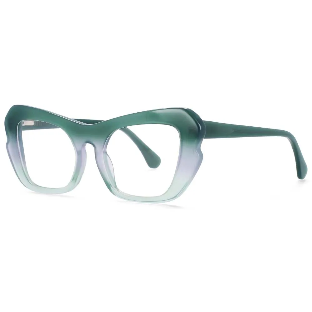 CCspace Unisex Full Rim Oversized Square Cat Eye Acetate Frame Eyeglasses 54059