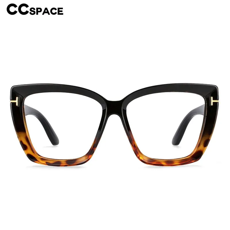 CCspace Unisex Full Rim Oversized Square Cat Eye Resin Alloy Rivet Frame Eyeglasses 54420