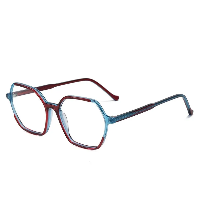 CCspace Unisex Full Rim Polygon Acetate Fiber Spring Hinge Eyeglasses 55992