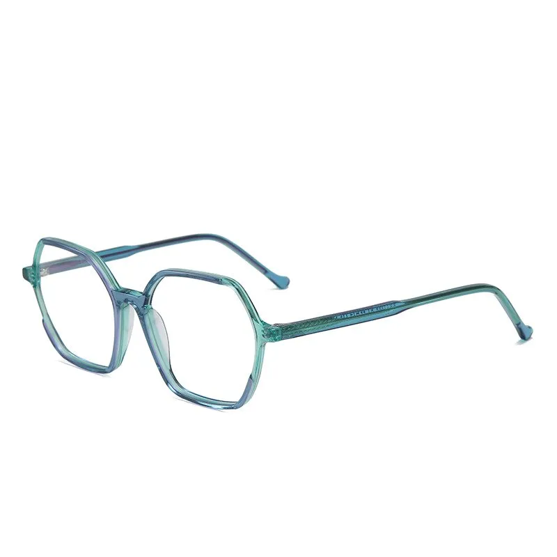 CCspace Unisex Full Rim Polygon Acetate Fiber Spring Hinge Eyeglasses 55992