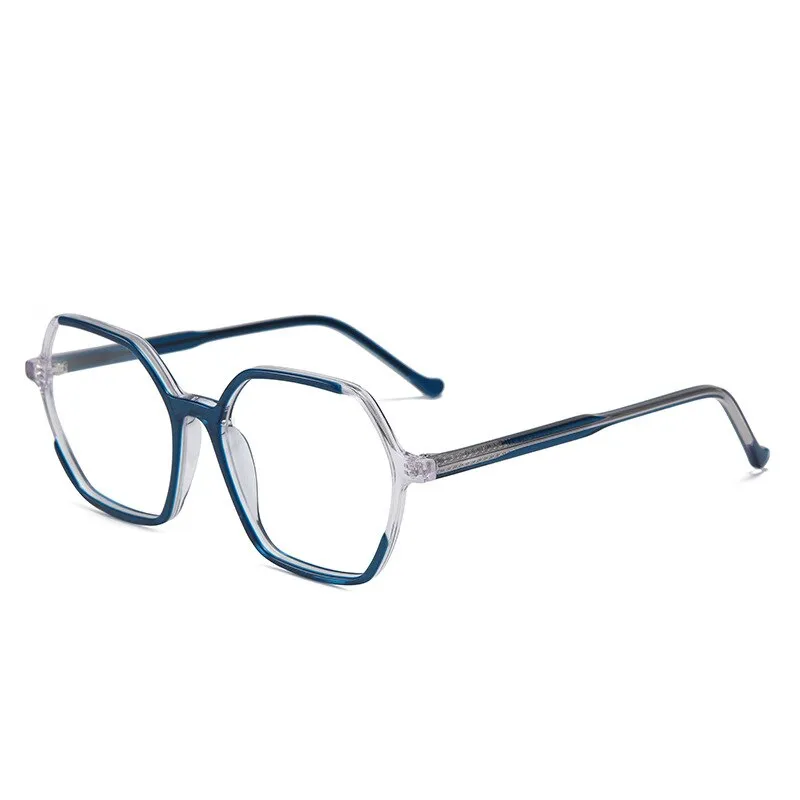 CCspace Unisex Full Rim Polygon Acetate Fiber Spring Hinge Eyeglasses 55992