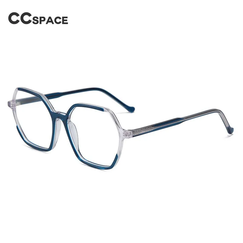 CCspace Unisex Full Rim Polygon Acetate Fiber Spring Hinge Eyeglasses 55992