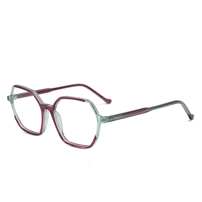 CCspace Unisex Full Rim Polygon Acetate Fiber Spring Hinge Eyeglasses 55992