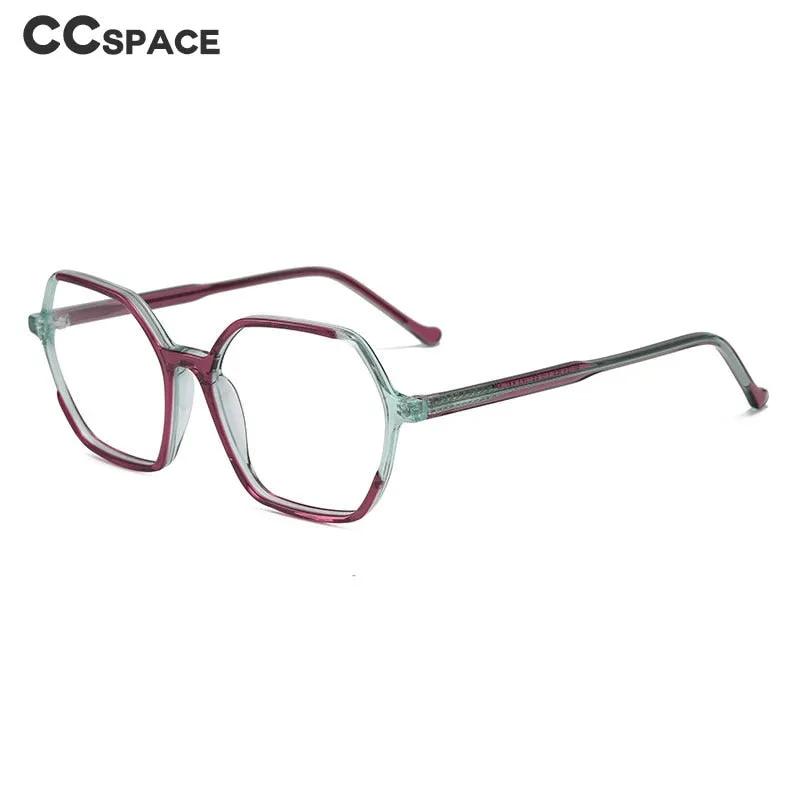 CCspace Unisex Full Rim Polygon Acetate Fiber Spring Hinge Eyeglasses 55992