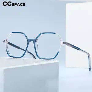 CCspace Unisex Full Rim Polygon Acetate Fiber Spring Hinge Eyeglasses 55992