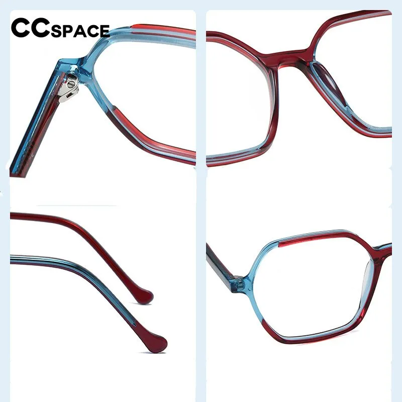 CCspace Unisex Full Rim Polygon Acetate Fiber Spring Hinge Eyeglasses 55992