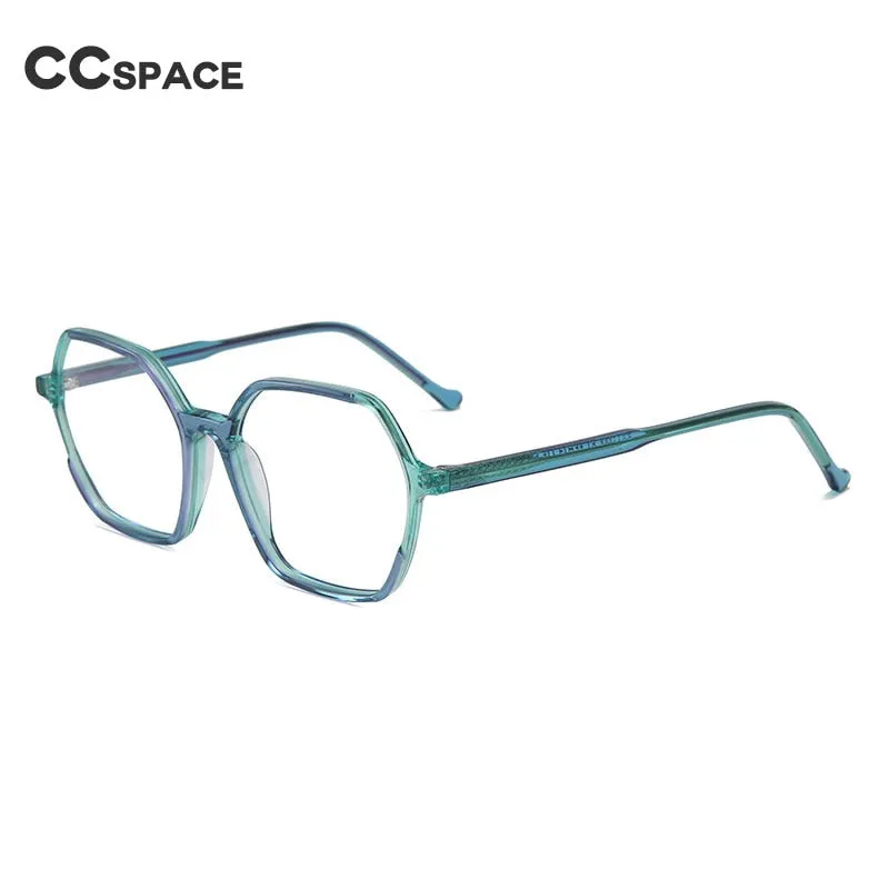 CCspace Unisex Full Rim Polygon Acetate Fiber Spring Hinge Eyeglasses 55992