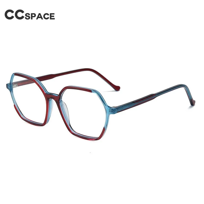 CCspace Unisex Full Rim Polygon Acetate Fiber Spring Hinge Eyeglasses 55992