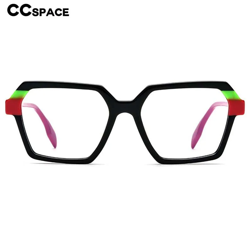 CCspace Unisex Full Rim Polygon Square Acetate Eyeglasses 55052