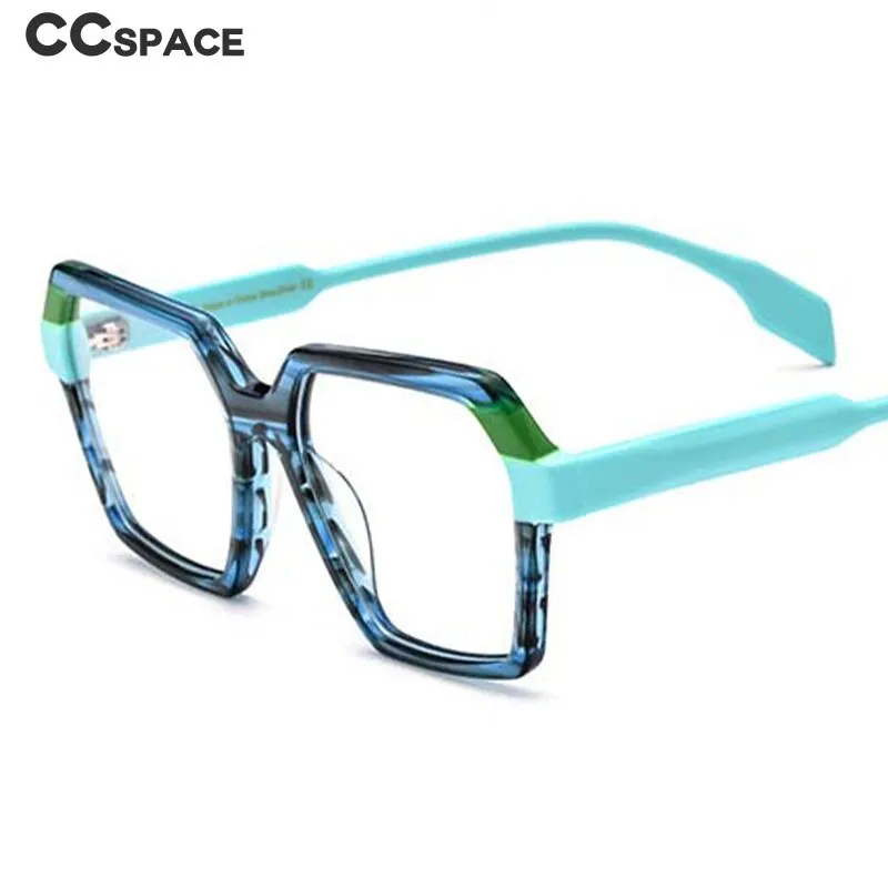 CCspace Unisex Full Rim Polygon Square Acetate Eyeglasses 55052