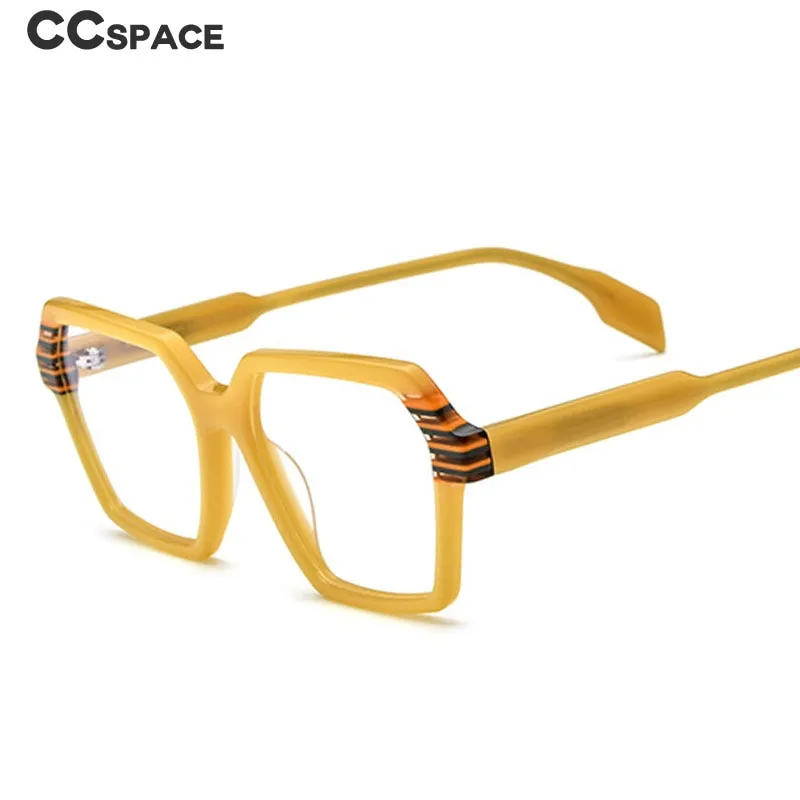 CCspace Unisex Full Rim Polygon Square Acetate Eyeglasses 55052