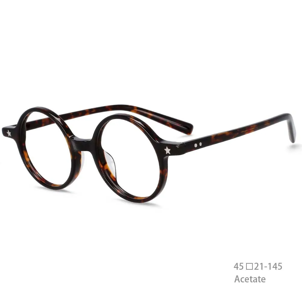 CCspace Unisex Full Rim Round Acetate Frame Eyeglasses 49424