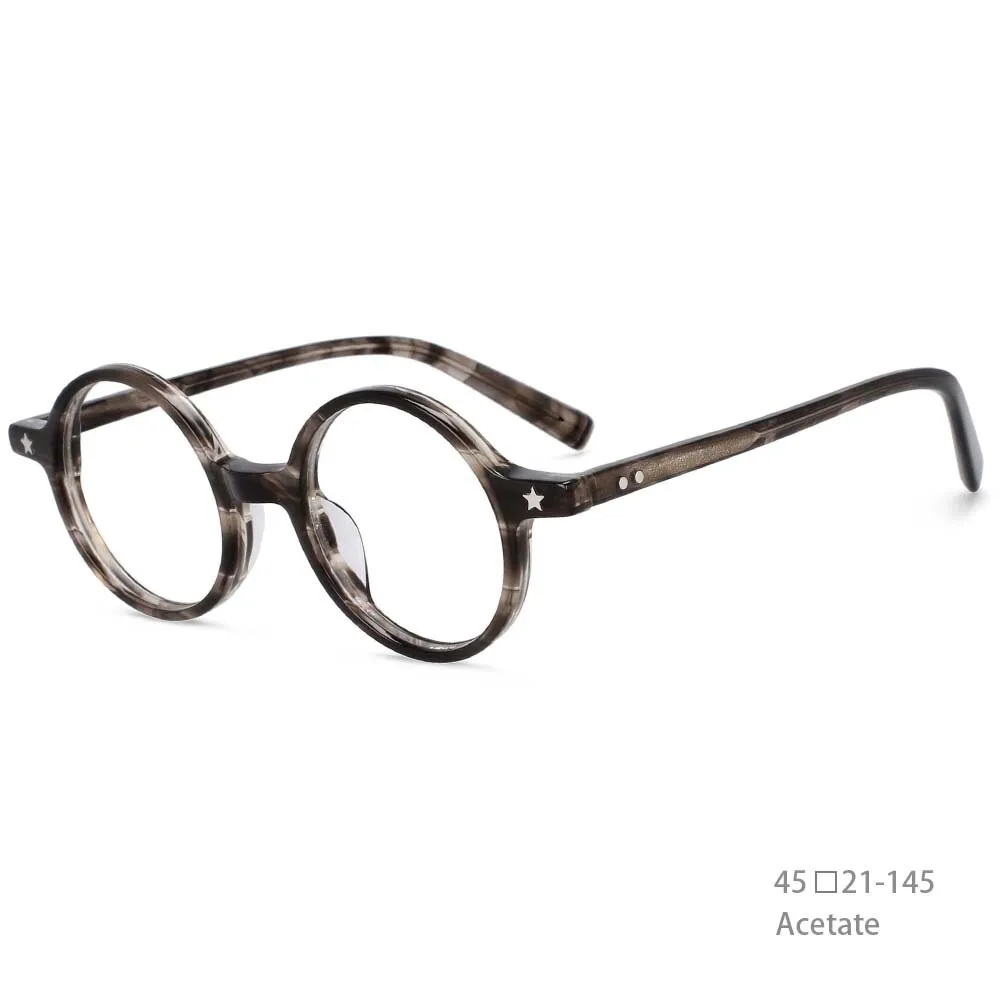 CCspace Unisex Full Rim Round Acetate Frame Eyeglasses 49424