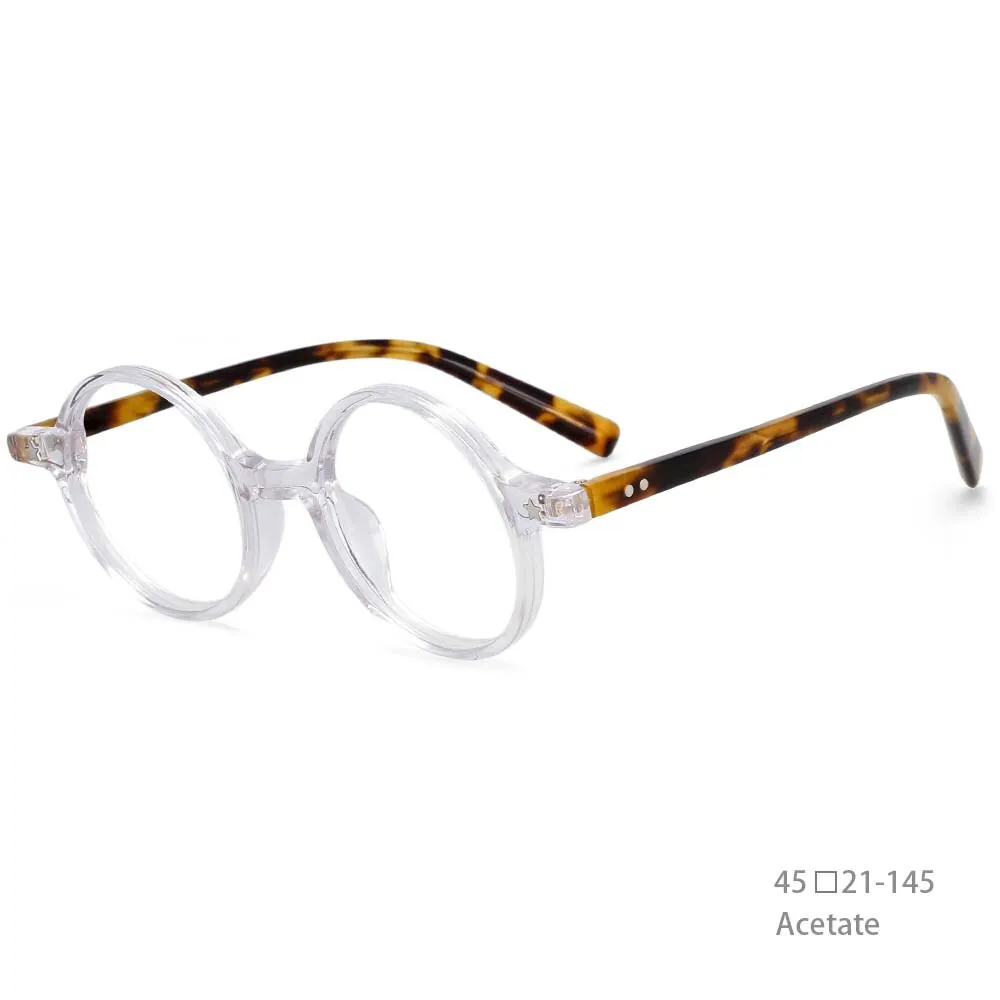 CCspace Unisex Full Rim Round Acetate Frame Eyeglasses 49424