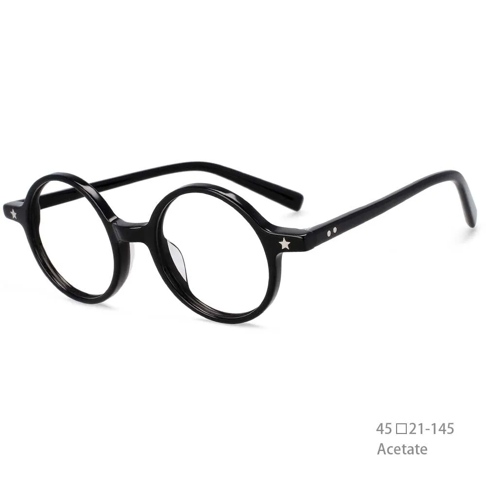 CCspace Unisex Full Rim Round Acetate Frame Eyeglasses 49424