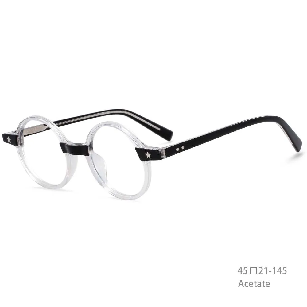 CCspace Unisex Full Rim Round Acetate Frame Eyeglasses 49424