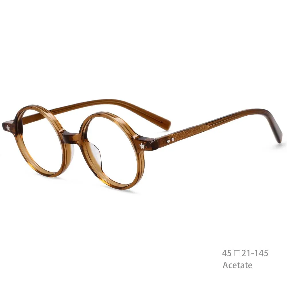 CCspace Unisex Full Rim Round Acetate Frame Eyeglasses 49424