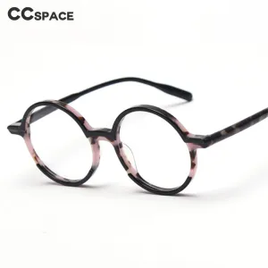 CCspace Unisex Full Rim Round Acetate Frame Eyeglasses 49852