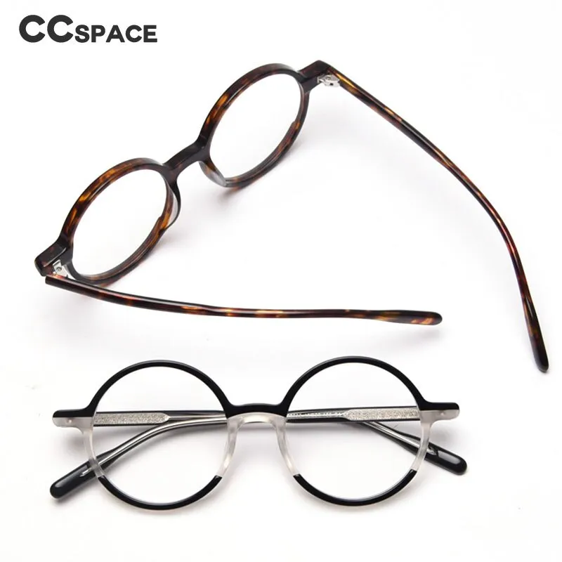 CCspace Unisex Full Rim Round Acetate Frame Eyeglasses 49852