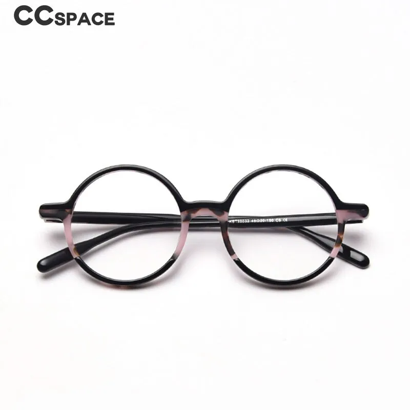 CCspace Unisex Full Rim Round Acetate Frame Eyeglasses 49852