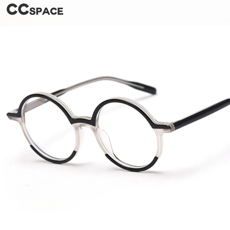 CCspace Unisex Full Rim Round Acetate Frame Eyeglasses 49852