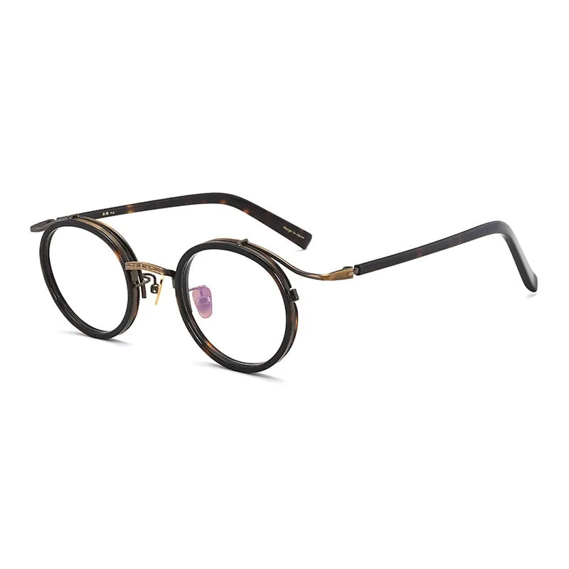 CCspace Unisex Full Rim Round Acetate Titanium Punk Frame Eyeglasses 54243