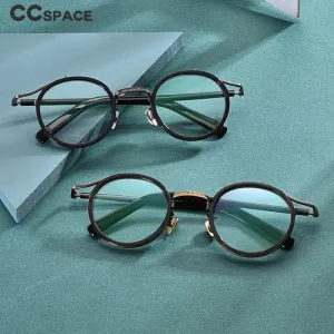 CCspace Unisex Full Rim Round Acetate Titanium Punk Frame Eyeglasses 54243