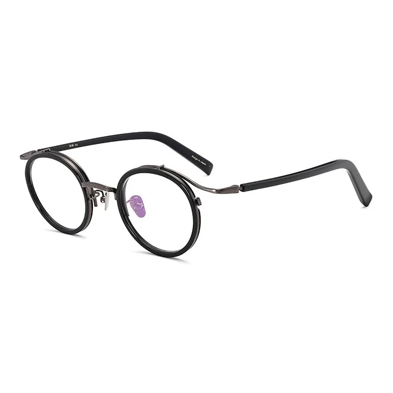 CCspace Unisex Full Rim Round Acetate Titanium Punk Frame Eyeglasses 54243