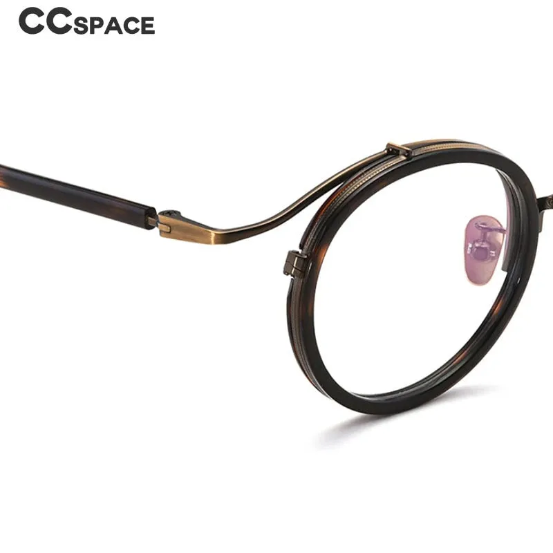 CCspace Unisex Full Rim Round Acetate Titanium Punk Frame Eyeglasses 54243