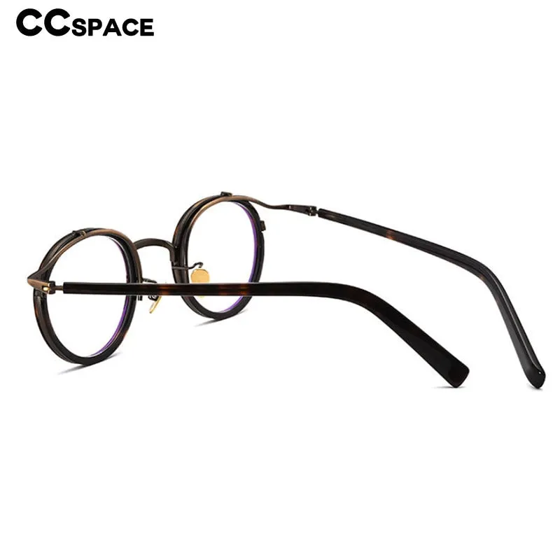 CCspace Unisex Full Rim Round Acetate Titanium Punk Frame Eyeglasses 54243