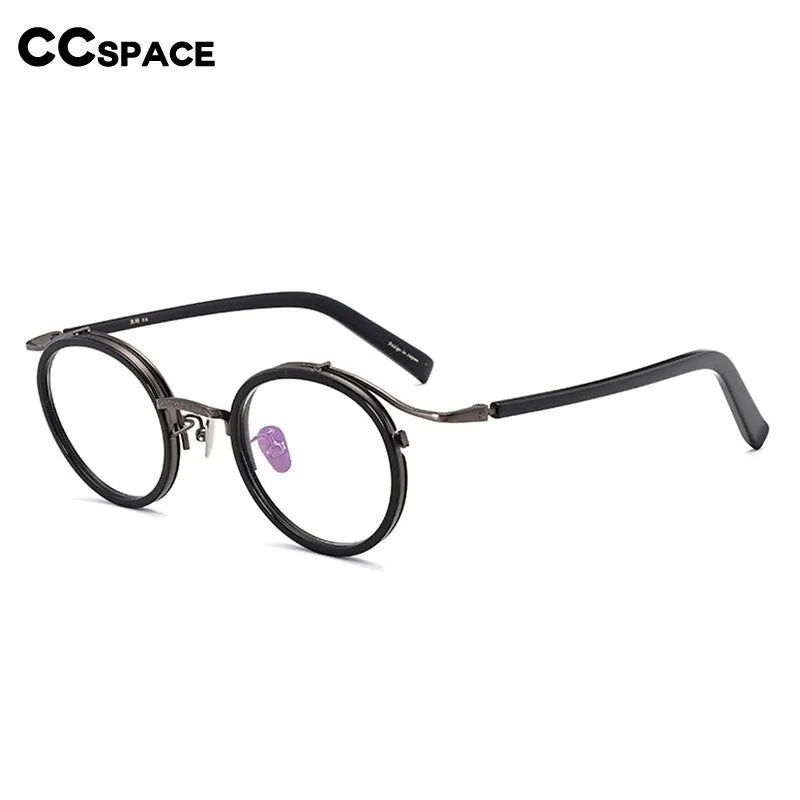 CCspace Unisex Full Rim Round Acetate Titanium Punk Frame Eyeglasses 54243