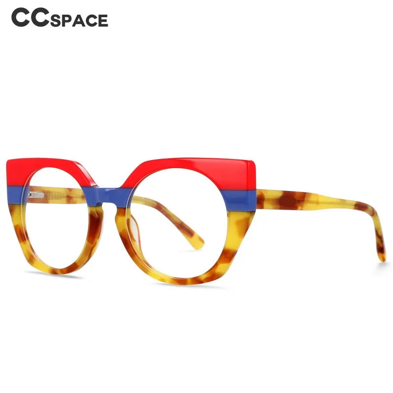 CCspace Unisex Full Rim Round Cat Eye Acetate Eyeglasses 55272