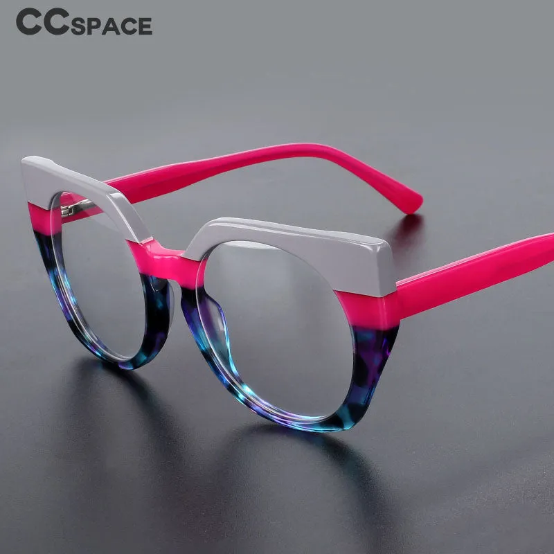 CCspace Unisex Full Rim Round Cat Eye Acetate Eyeglasses 55272