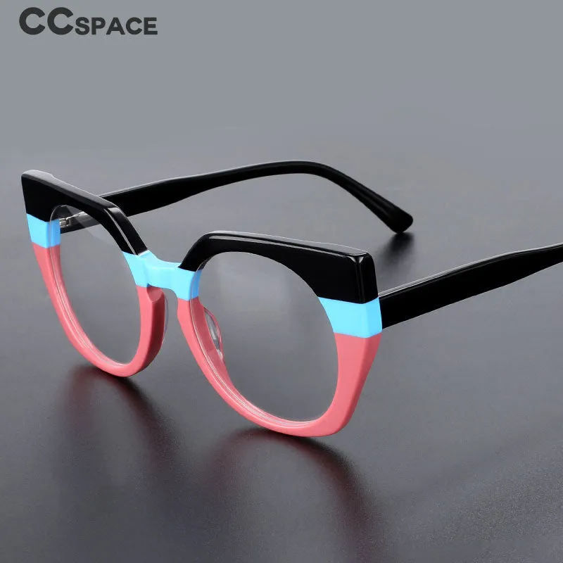 CCspace Unisex Full Rim Round Cat Eye Acetate Eyeglasses 55272