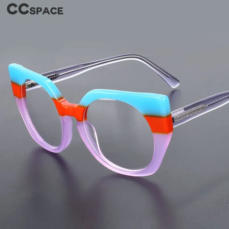 CCspace Unisex Full Rim Round Cat Eye Acetate Eyeglasses 55272